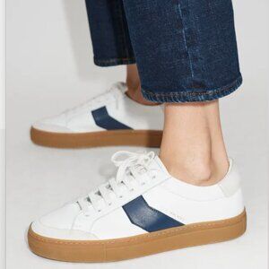 ME+EM Leather Lace-Up Contrast Sole Sneaker-White/Navy-Sold Out- 7.5 US/38.5 EU